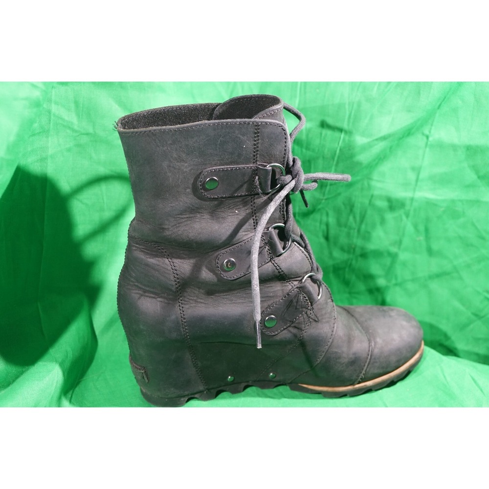 Sorel Joan of Arctic II Wedge Boots Black Leather Women's US 10 - Picture 5 of 9